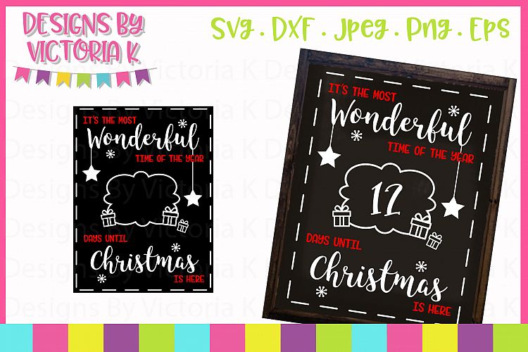 Christmas Countdown Chalkboard Design, SVG, DXF, PNG