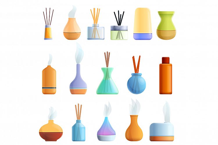 Diffuser icons set, cartoon style example image 1