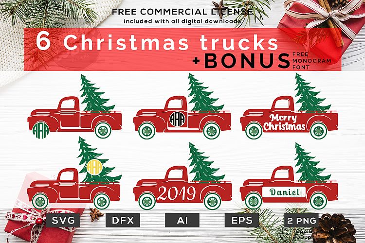 Monogram Trucks - Christmas SVGs Bundle