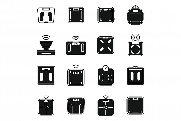 Smart scales icons set, simple style