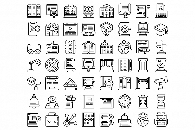 Business school icons set, outline style example image 1