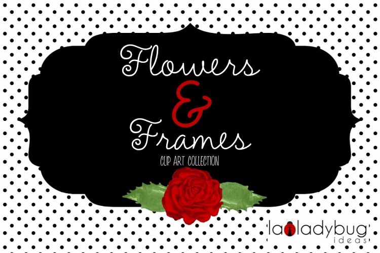 Flowers and frames, clip art collection. 