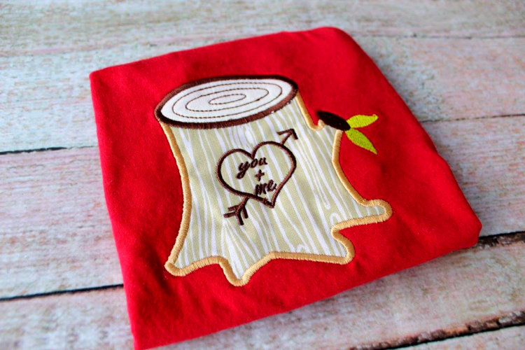 Tree Stump with Heart Applique Embroidery Design