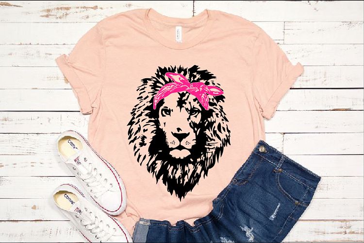 Lion Head whit Pink Bandana SVG 1013s