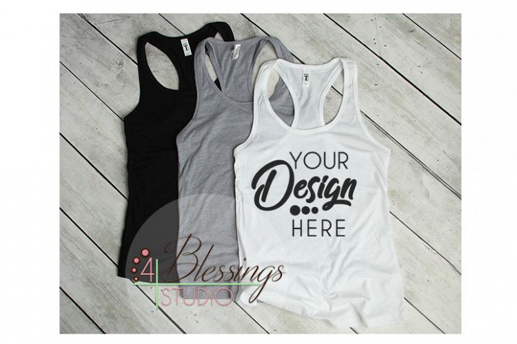 Womens Tank Top Mockup Next Level 1533 White Black Gray