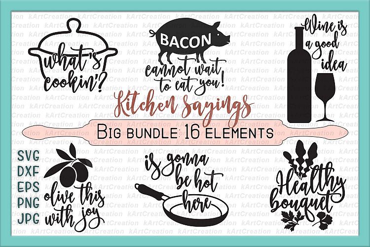 Bundle kitchen sayings towel designs svg dxg cutting files