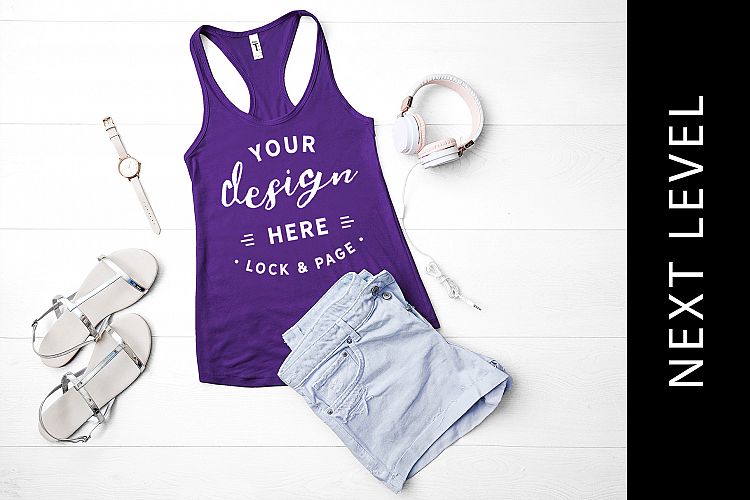 Purple Rush Next Level 1533 Racerback Mockup Tank Top Vest