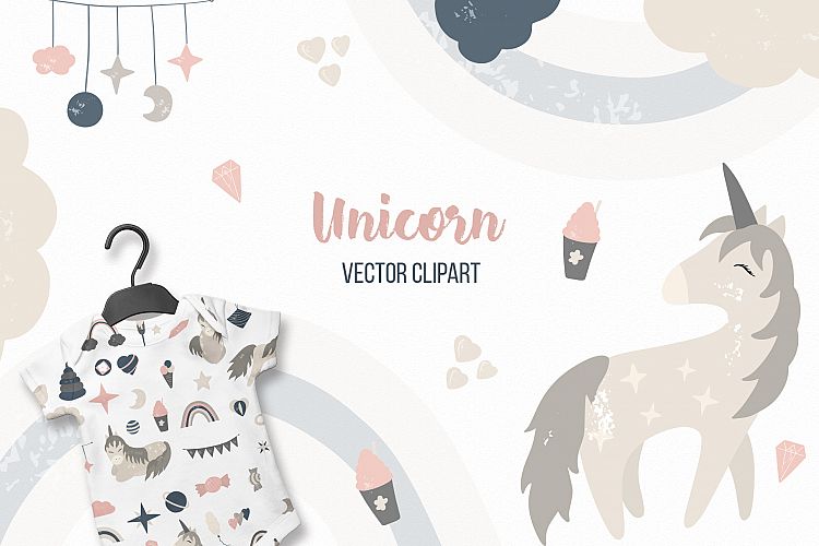 Unicorn Vector clipart Baby nursery, Baby shower, Big set