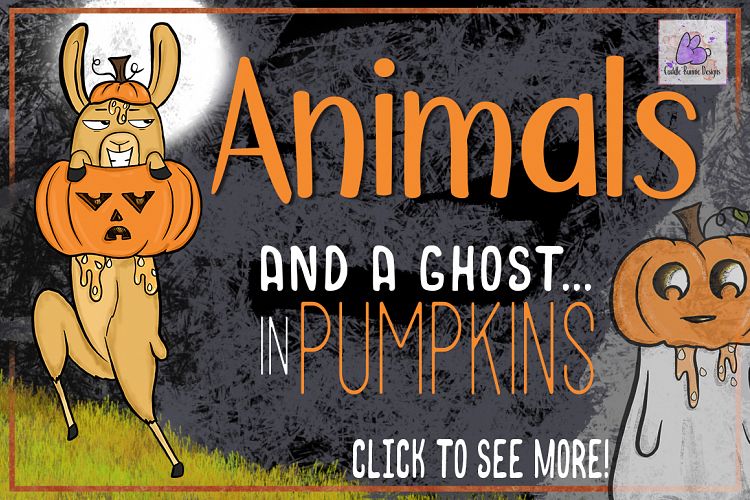 Halloween Animals in Pumpkins Clipart, Sublimation, Llama