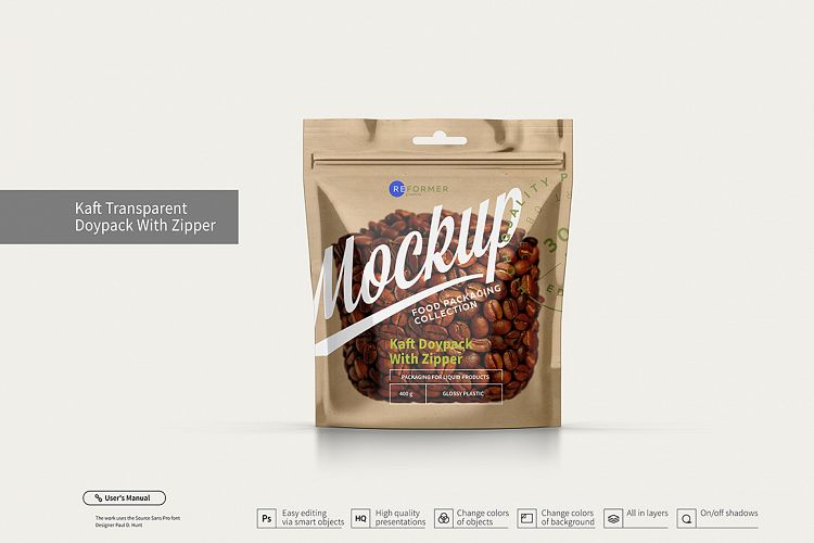 Kraft Transparent Doypack With Zipper