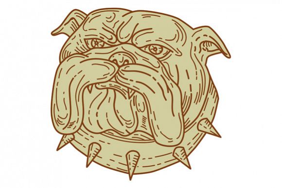 Bulldog Dog Mongrel Head Collar Mono Line example image 1