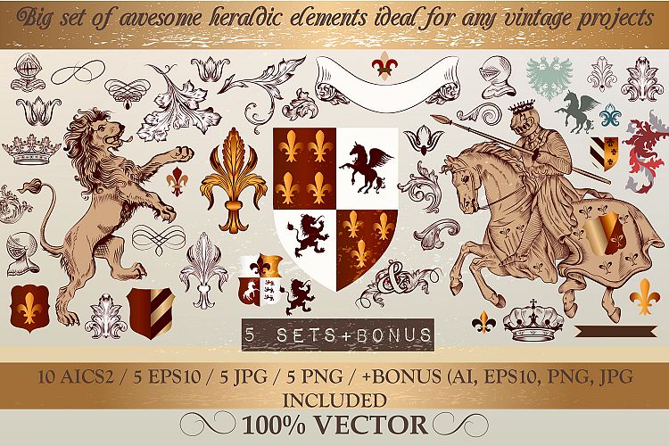 Bundle of vintage heraldic elements