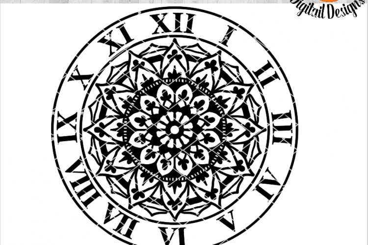 Clock SVG - png - eps - dxf - ai - fcm - Mandala Clock SVG - Silhouette