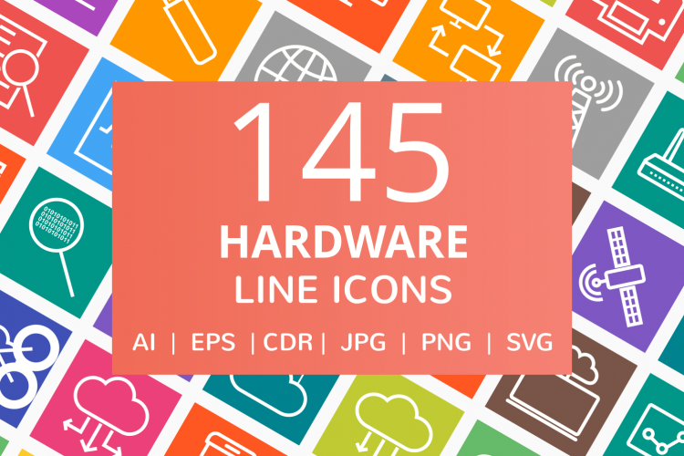 145 Hardware Line Multicolor B/G Icons