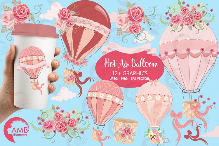      Hot Air Balloons, graphic, illustration, clipart AMB-1231 