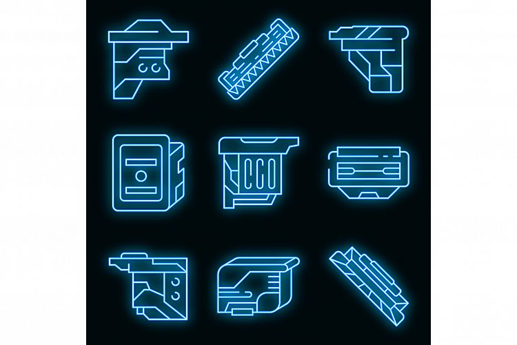 Cartridge icons set vector neon example image 1