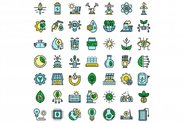 Eco innovation icons set vector flat example image 1