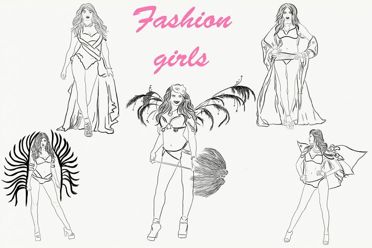 Fashionable girls on the catwalk in lingerie