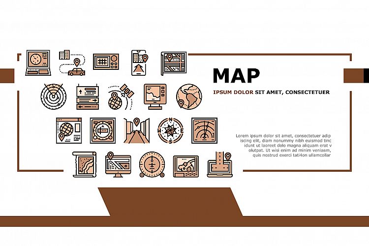 Map Location System Landing Header Vector example image 1