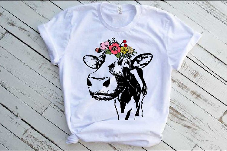 Bandanna Flower Heifer Cow SVG, Glitter farm cowboy 1396s (251762
