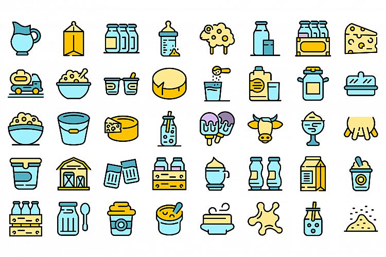 Dairy icons set vector flat example image 1