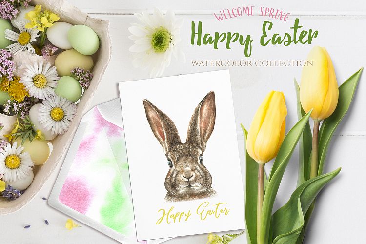 Watercolor Easter Bunny Collection