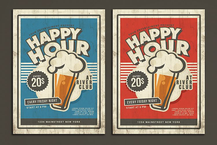 Happy Hour Vintage Flyer