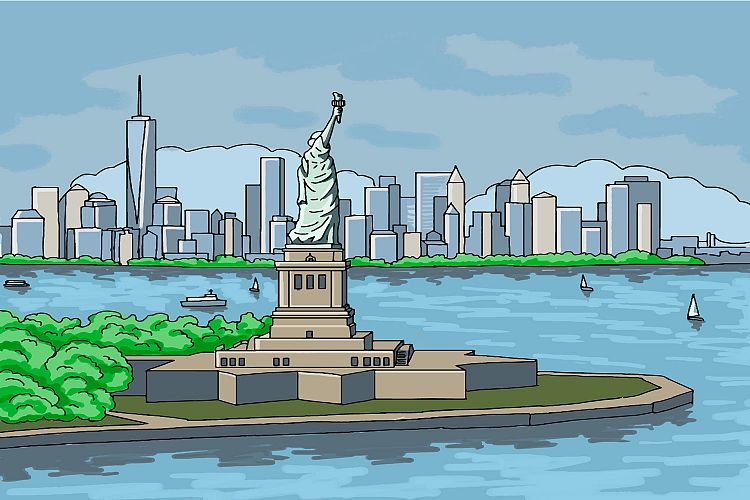 New York city hand painting illustration