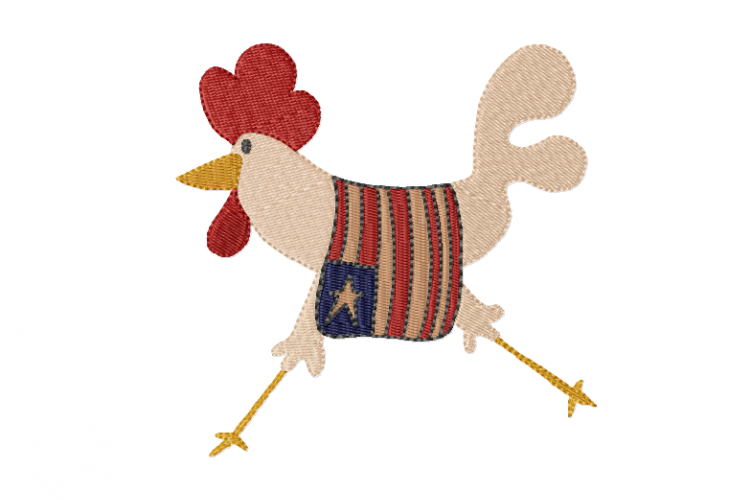 Liberty Chicken ~ Machine Embroidery Design in 2 sizes - Instant Download ~ Americana Chook