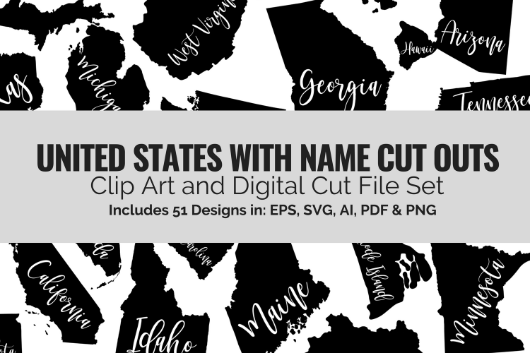 United States with Name Cut Outs Bundle