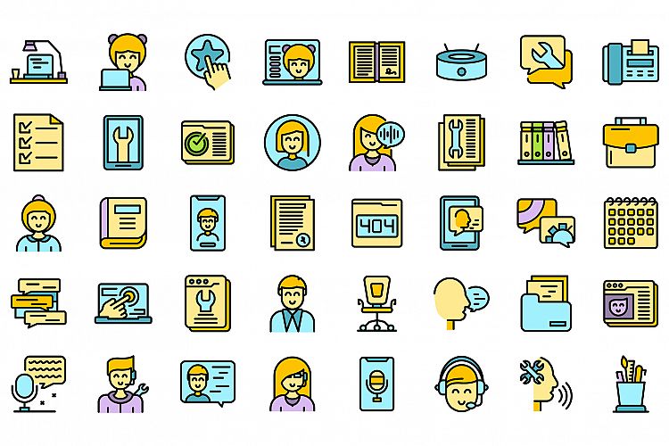 Personal assistant icons set vector flat