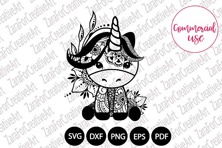 Download Unicorn mandala Zentangle svg