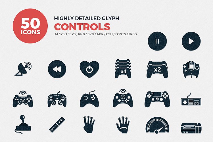 Glyph Control Icons Set