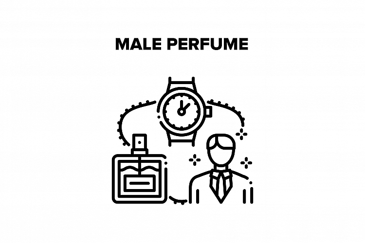 Male Perfume Vector Black Illustration example image 1