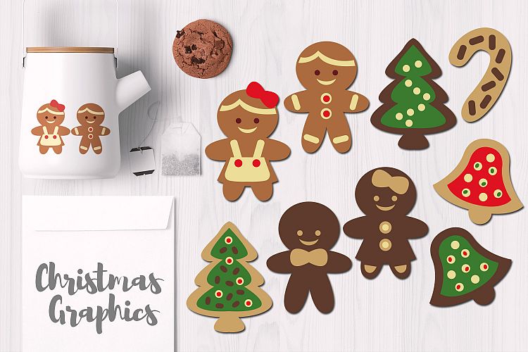 Cute Gingerbread Cookis, Christmas Graphics