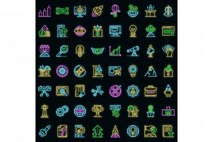 Startup icons set vector neon example image 1
