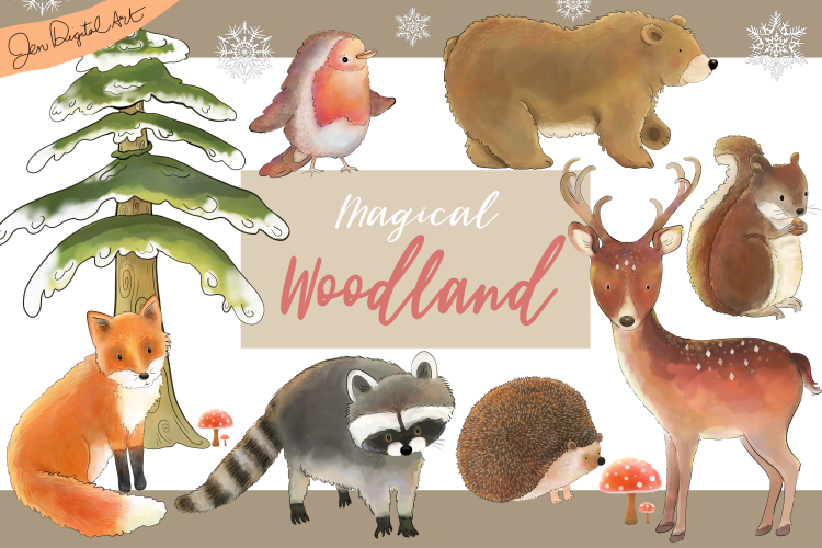 Magical Woodland -11 illustrations|animals and elements