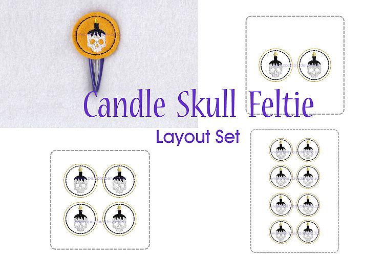 Candle Skull ITH Halloween Feltie Embroidery Design