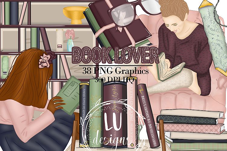 Book Lover Clipart, Back To School Graphics, Books Clipart