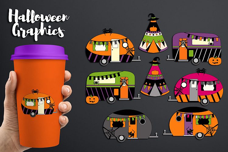 Camper Caravan RV teepee tent camping Halloween graphics