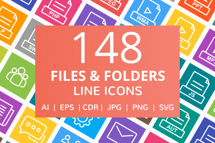 148 Files   Folders Line Multicolor B/G Icons