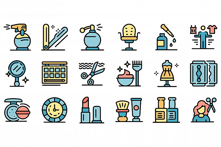 Stylist icons set vector flat