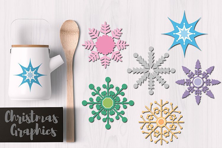 Simple Pastel Snowflakes Clipart Graphics