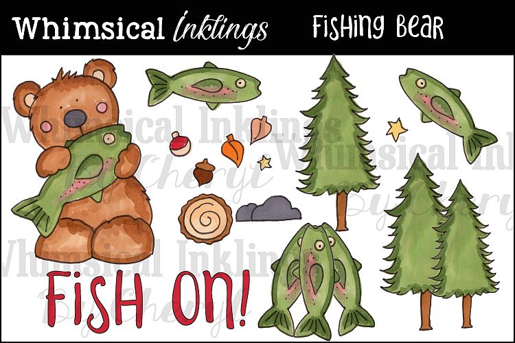 Fishing Bear Clipart Collection