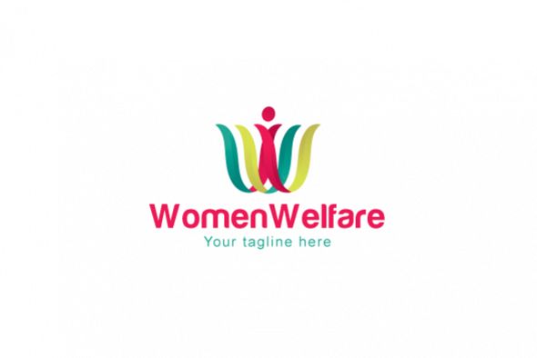 Women Welfare - Female Figure Stock Logo Template for Empowerment and Freedom