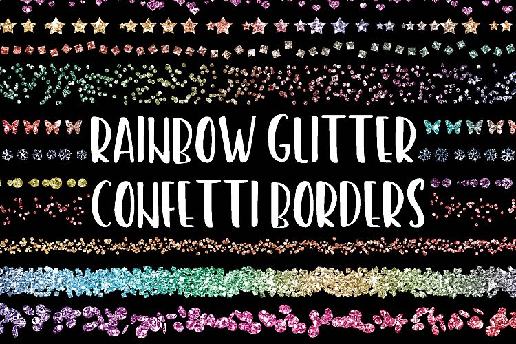 Rainbow Glitter Confetti Borders