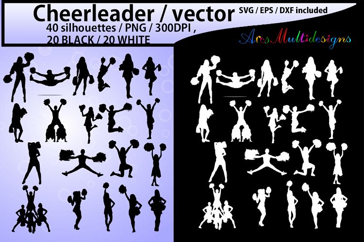 Cheerleaders SVG cut files / Cheerleader silhouette / Cheerleader clipart / instant download / vector Cheerleader/ EPS / SVG /Png / DXf