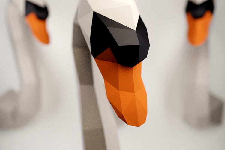 Papercraft Swan, Paper craft Swan, 3D Paper Craft Sculpture, Paper Bird, Origami Bird, Decor DIY, 3D papercraft, lowpoly statue, trophy head