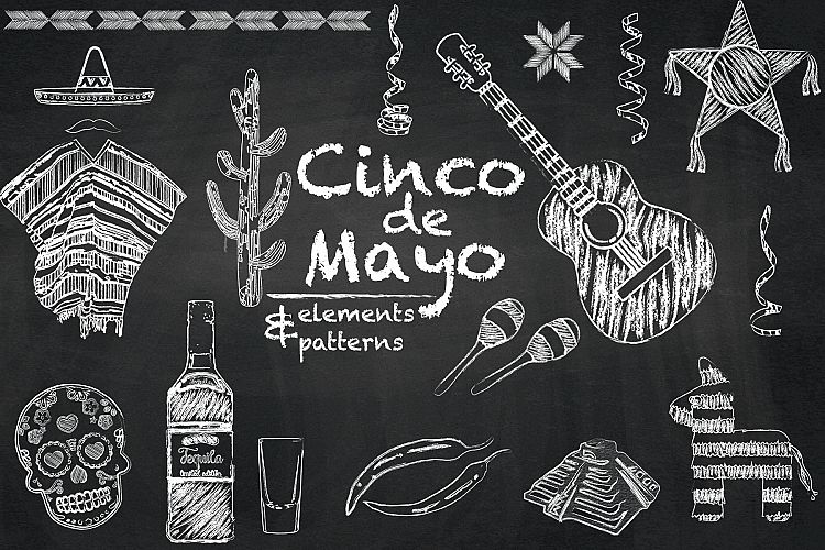 Cinco de Mayo Chalkboard Illustrations & Patterns