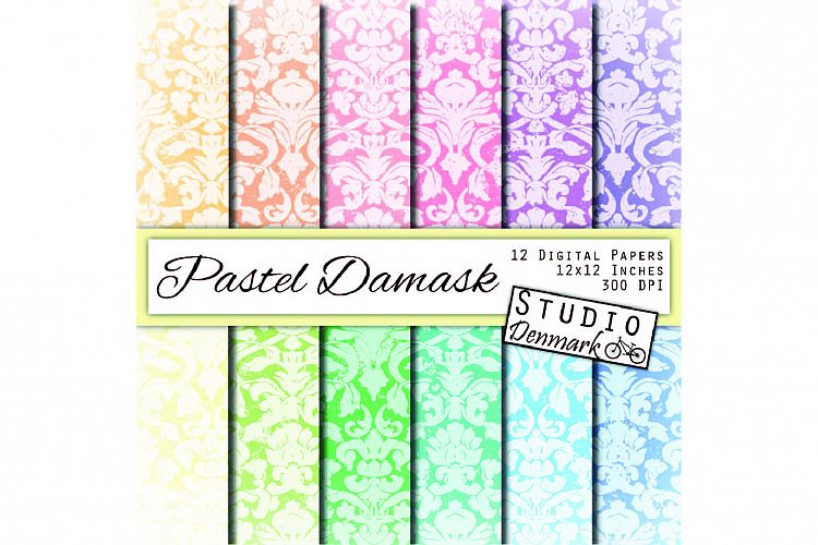 Pastel Damask Digital Paper - 12 Pale Shades